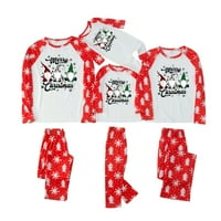 Porodica Miyanuby Božićne PJS Podešavanje letelica Santa Print Tops i Snowflake Hlače Holiday Xmas Sleep