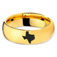 Tungsten Texas The Lone Star State Band prsten Muškarci Žene Udobne cipele 18K žute zlatne kupole Polirano