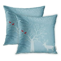 Crvena silueta zimske ptice snijeg snijeg božićni jastuk za jastuk, skup od 2