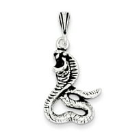 Upečatljiva otvorena usta kobra zmija privjesak u stalnom srebru u sterlingu