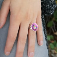 Slatka kawaii Rainbow jednorog Chibi srebrni pozlaćeni prsten