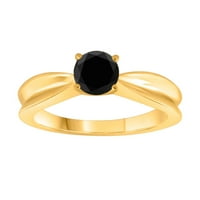 Black Diamond Solitaire Carat 10k bijeli, žuti i ružinski zlatni prsten