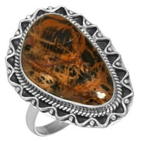 Čvrsti sterling srebrni kolekcionarski prsten Pilbara Jasper