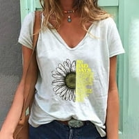 Amousa ženska ležerna modna ljetna majica V-izrez tiskane majice kratkih rukava majice za žene