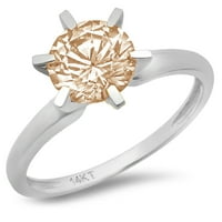 0,5ct okrugli rez braon šampanjac simulirani dijamant 18k bijelo zlato graviranje izjava godišnjica