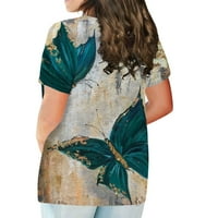 Ženski ljetni vrhovi Ženska majica kratkih rukava Plus veličina majica Flower Ispiši casual vrhovi