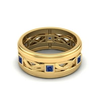 Kvadratni sintetički plavi safir Sterling srebrni zlatni Vermeil upleteni konop za žene vjenčani prsten