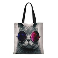Platno Tote torba Sunny sunčane naočale Mačka Slatka mačića Igrajte štenad Space Reusable Trup torba