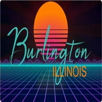Burlington Illinois Vinil Decal Stiker Retro Neon Dizajn