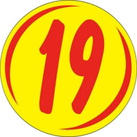 Ovalna dvocifrena godina naljepnica - crvena žuta - 19 - 8-L 1 2h od 12