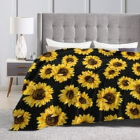 Hipster Golden Sunflowers Fleece bacajte pokrivač ultra mekani ugodan ukrasni flanel pokrivač za kućni