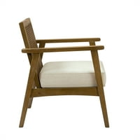 Fotelja središnjeg stoljeća, retro ratana Tapacirana stolica za tapaciranu stolicu sa masivnim drvenim