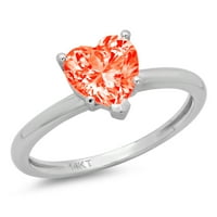 1ct srce rezan crveni simulirani dijamant 18k bijeli zlatni angažman prsten veličine 3,75
