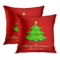 Zelena zvijezda Božićna stablo Sretna godina Crveni konceptualni jastučni jastuk, skup od 2