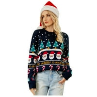 Tarmeek ružni božićni džemper za žene modno božićno drvce Santa smiješni božićni džemper mekan Hallow