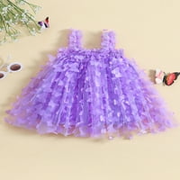 Toddler Kids Dječji djevojke Princess Ljetna haljina 3D Leptir Solid Boja rukavica bez rukava Slatka