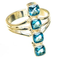 Swiss Blue Topaz Veličina prstena - Ručno rađen boho vintage nakit RING1253