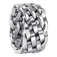 Sterling Silver Hollow Retro široko pletenica prstena veličine 8