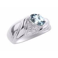 * Rylos jednostavno elegantan prekrasan akvamarin i dijamantni prsten - mart rođenje *