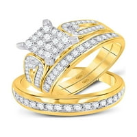 Zlatna zvjezdica 14kt Žuto zlato Njegova njegova okrugla Diamond Square Podudaranje vjenčanja 1- cttw
