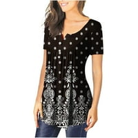 Bigersell modni vrhovi za žene modna tiskana labava majica s kratkim rukavima Bluza okrugli vrat casual