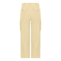 Binmer Duge pantalone za žene Žene Ravne fit teretne hlače Visoko struk baggy planinarske hlače sa džepom
