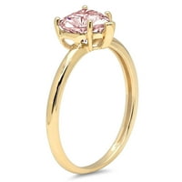 2.0ct Heart rez ružičasti simulirani dijamant 14k žuto zlato graviranje izjava godišnjica angažmana