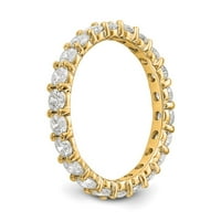 14K žuti zlatni prsten večni dijamantski okrugli polirani zajednički prong 2CT veličine 9