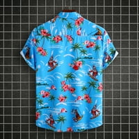 Havajske majice za muškarce prevelizirani fit tropski elegantni print casun gumb dolje kratkih rukava