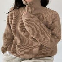 Turtleneck Ženski džemper modni pruga labavi patentni zatvarač pleteni džemperi Vintage dugih rukava