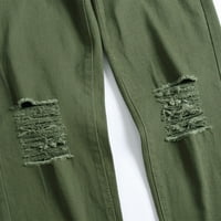 Muške ripped traperice čvrste ravne rasteze mršave tanke fine vintage casual pantrirane pantne pantalone