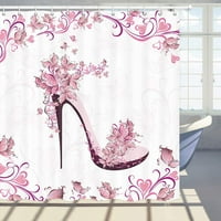 Girly Decor tuš za tuširanje ružičaste cipele na visokoj peti s leptirima poliesterskim tkaninom kupaonica
