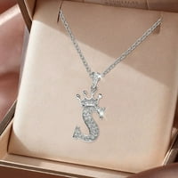 Engleska slova Puna dijamantska privjesna ogrlica za žene srebrne ogrlice od srebra A Z abeceda Početne