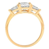 2.57ct Emerald Cut originalni kultivirani dijamant si1-si i--j 14k žuto zlato Tro-kamena obećaj vjenčaništansku