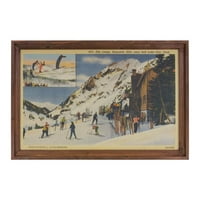 Melrose Brown i Blue Vintage Ski lodge uokvirene božićne zid Art, 23.5 15.75