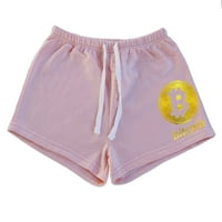 Junior's Gold Bitcoin V Pink Peach Fleece kratke hlače