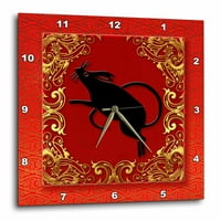 3drose kineska zodijak godina rat kineske novogodišnje crvene, zlatne i crne - zidni sat, po