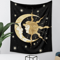Tarot Moon Tapisestry Walking Gold Starry Stars Tapisestry za spavaću sobu Mjesec i oblačno zidno tapiserija