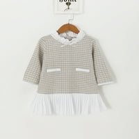 6t Dječja djevojka odjeća Little Girl Haljina dugih rukava rubl ovratnik Ležerne haljina polka točkice