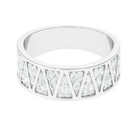 Klasični moissitni vjenčani prsten za žene - 0. CT - D-VS kvalitet, 14k bijelo zlato, SAD 7.50