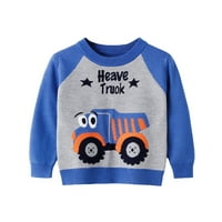 Dječaci Dukseri Dječaci Djevojke Patchwork Color Cartoon Car Print džemper s dugim rukavima Topli pleteni