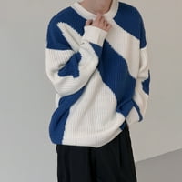 Shengtu muške džemper s dugim rukavima posadu vrat za pletenje kontrastne boje ubode drži topli anti-skupljeni