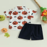 Djeca dječja dječaka Halloween gentelman odijelo bundeve kratkih rukava majice i kratke hlače Set odjeće