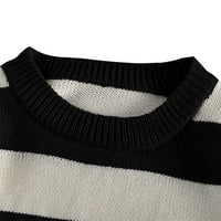 Dukseri pulover za muškarce Crew izrez dugih rukava pulover Duks prugasti crni xxl