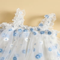 Djevojka za mališana Ljetna haljina za bušenje cvjetnog veznog suspendra Tulle mreža princeze, 2-4Y