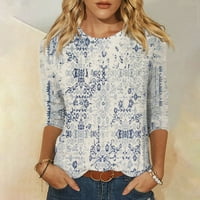 Feterrnal Ljeto Ženska modna moda Casual Three Quarter rukava Print Okrugli vrat TOP bluze za bluze