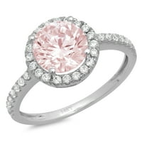 1.85ct okrugli rez ružičasti simulirani dijamant 18k Bijelo zlato ugraviranje izjava bridalna godišnjica