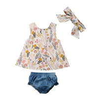Binpure novorođenčad dječje dječje odjeće cvjetni vrhovi mini suknje Hlače za glavom Outfits Sets 0-