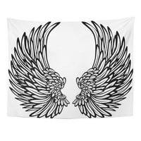Crna bijela krila Angel Bird crtež Fantazija zidna umjetnost Viseća tapiserija Domaći dekor za dnevnu