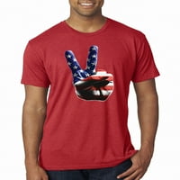 Divlji Bobby, Američka zastava Mirovni znak Pop Kultura Muške Premium Tri Blend Majica, Vintage Crvena,